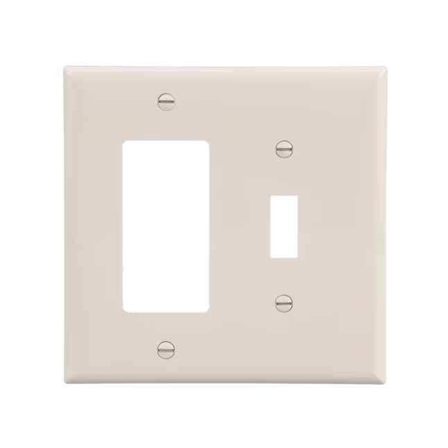 Eaton 2-Gang Midsize Light Almond Polycarbonate Indoor Toggle/Decorator Wall Plate
