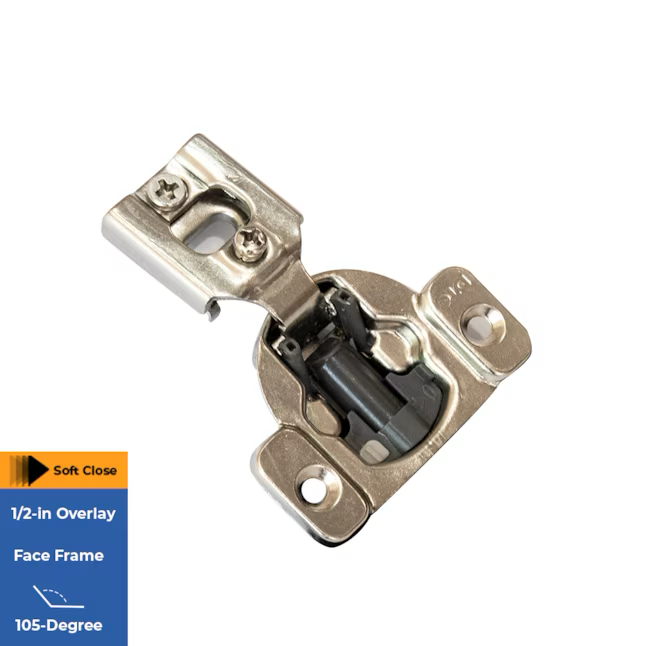 RELIABILT 105-Degree 1/2-in Overlay Concealed Soft Close Nickel Plated Cabinet Hinge, 1 Pair (2-Pieces)
