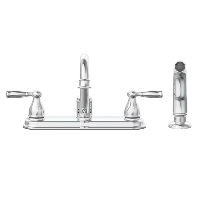 Project Source Brice Chrome Single Handle Kitchen Faucet (Deck Plate and Side Spray Included)