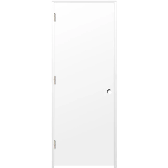 RELIABILT 24-in x 80-in Flush Hollow Core Primed Hardboard Right Hand Inswing Single Prehung Interior Door