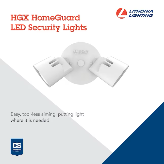 Lithonia Lighting 150-Watt EQ LED White 2-Head Switch-Controlled Flood Light with Adjustable 2750-Lumen-Lumen