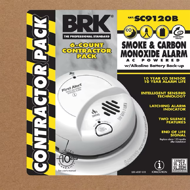 First Alert Brk Paquete de 6 detectores combinados de humo y monóxido de carbono cableados