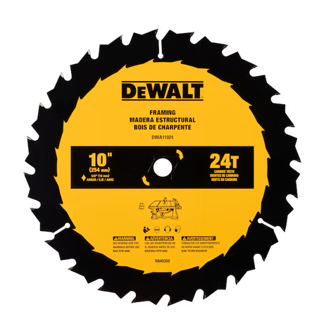 DEWALT Large Diameter Saw Blades 10-in 24-Tooth Rough Finish Tungsten Carbide-tipped Steel Table Saw Blade