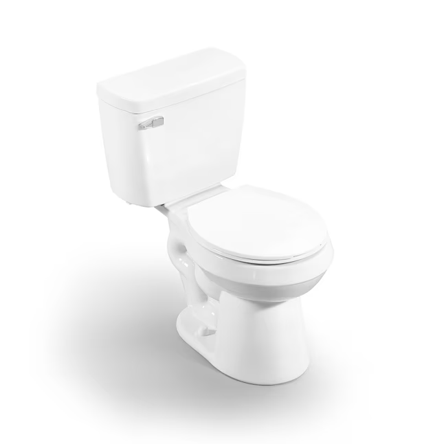 Inodoro WaterSense de 2 piezas con altura de silla redonda blanca Pro-Flush de Project Source, tamaño empotrado de 12 pulgadas (compatible con Ada)