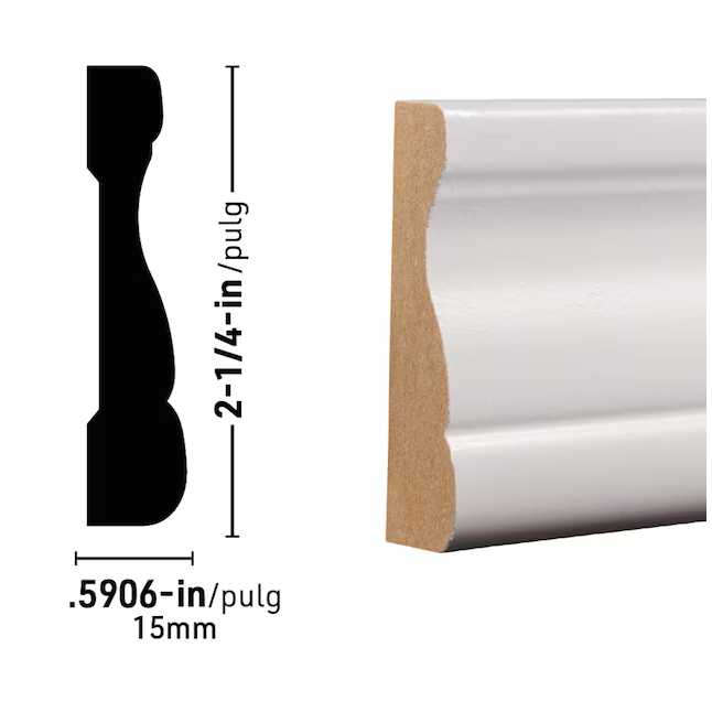 RELIABILT Carcasa Acol de MDF C214 imprimada de 9/16 pulg. x 2-1/4 pulg. x 10 pies