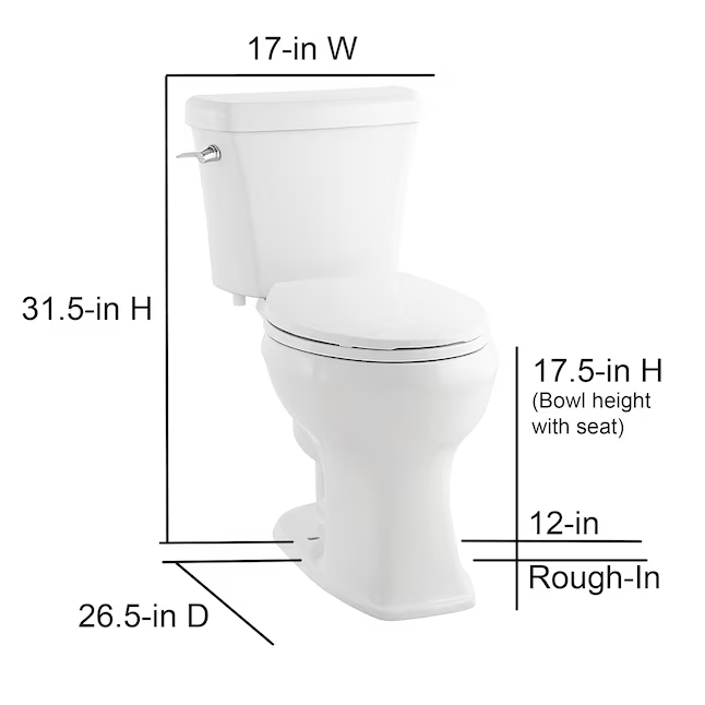 Project Source Danville White Round Chair Height 2-piece WaterSense Toilet 12-in Rough-In 1.28-GPF