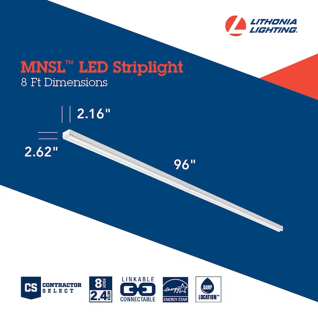 Lithonia Lighting 8 Fuß 2-flammiges kaltweißes LED-Lichtband