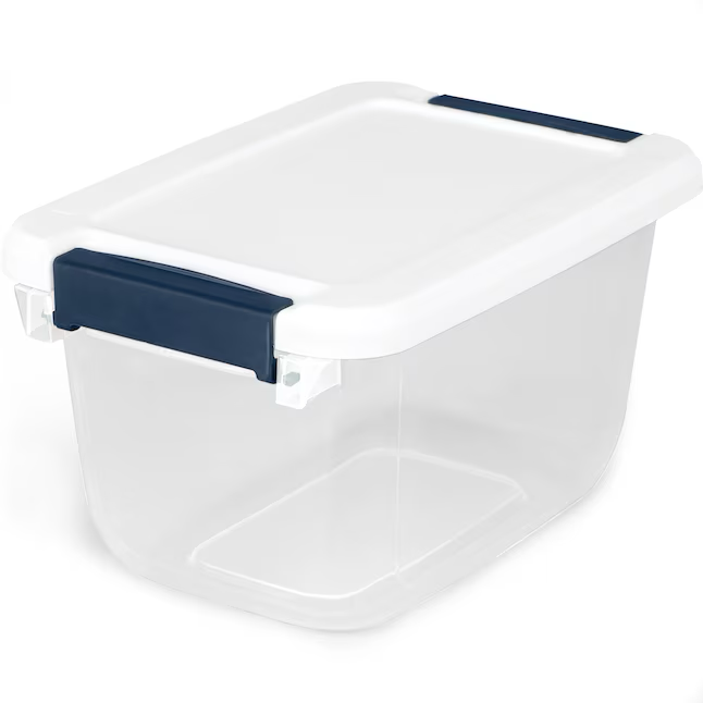 Project Source Small 1.625-Gallons (6.5-Quart) Clear, White Tote with Latching Lid