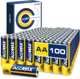 Baterías alcalinas de máxima potencia Allmax AA (paquete a granel de 100 unidades) 