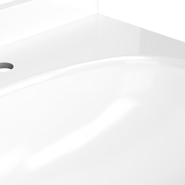 Project Source Waschtischplatten aus Kulturmarmor, 49-Zoll-Waschtischplatte aus weißem Kulturmarmor mit integriertem Einzelwaschbecken und 3-Loch-Badezimmerwaschtisch