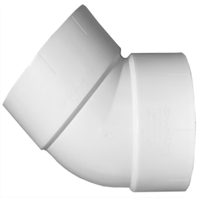 Codo DWV de PVC de 45 grados y 1-1/2 pulgadas Charlotte Pipe