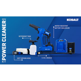 Kobalt Limpiador eléctrico para exteriores con batería de agua fría 600 PSI 2 Ah (batería y cargador incluidos)