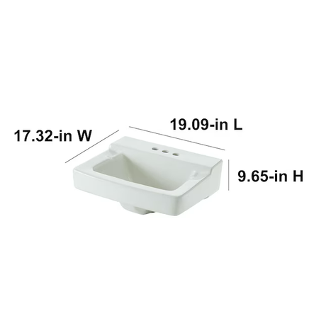 Weißes, quadratisches, traditionelles Badezimmerwaschbecken zur Wandmontage von Project Source (19,09 Zoll x 17,32 Zoll)
