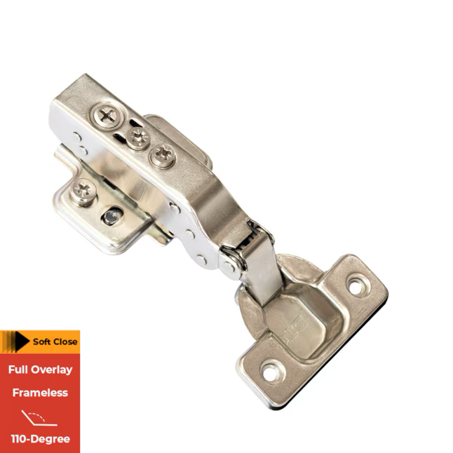 RELIABILT 110-Degree Full Overlay Concealed Soft Close Nickel Plated Cabinet Hinge, 1 Pair (2-Pieces)