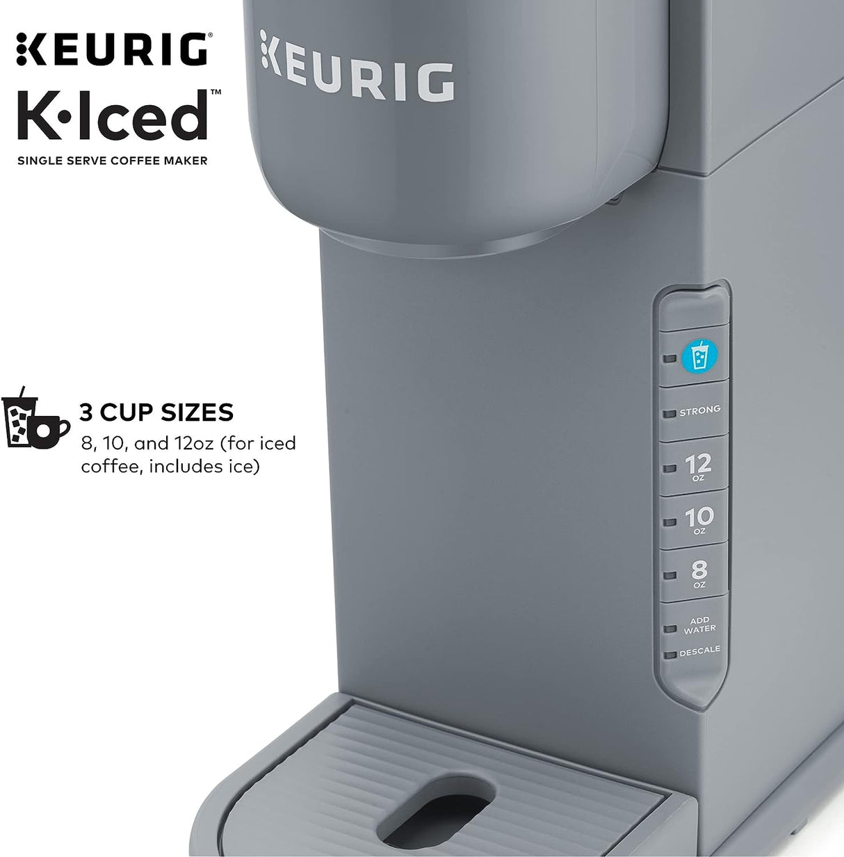 Keurig K-Iced Einzelportionskaffeemaschine brüht heiß und kalt (Grau) 