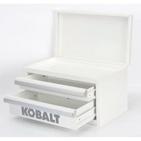 Kobalt Mini 10,83-Zoll-Werkzeugkasten aus weißem Stahl mit 2 Schubladen