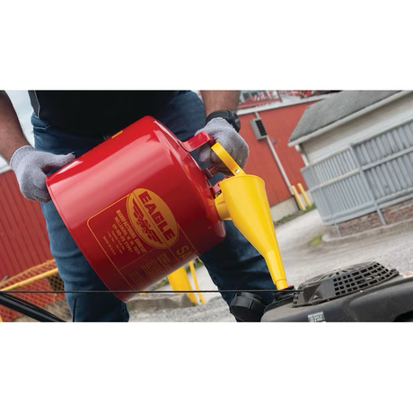 Eagle 5-Gallon Red Metal Gas Can with Flex Funnel Nozzle, Self-Venting Spout - UL Listed, OSHA Compliant