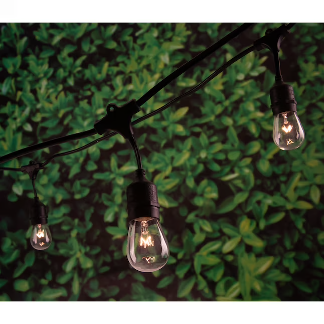 Harbor Breeze 24-ft Plug-in Black Indoor/Outdoor String Light with 12 White-Light Incandescent Edison Bulbs