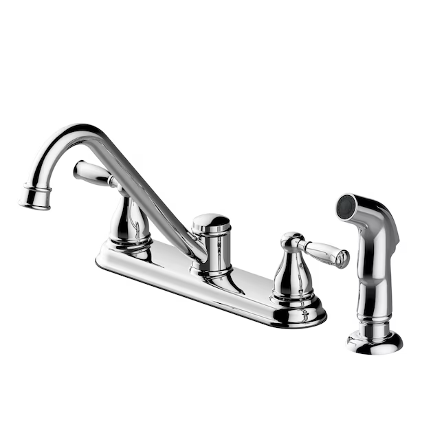 Project Source Brice Chrome Single Handle Kitchen Faucet (Deck Plate and Side Spray Included)