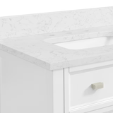Allen + Roth Canterbury tocador de baño con lavabo individual bajo encimera, color blanco, de 30 pulgadas, con tapa de mármol de ingeniería de Carrara