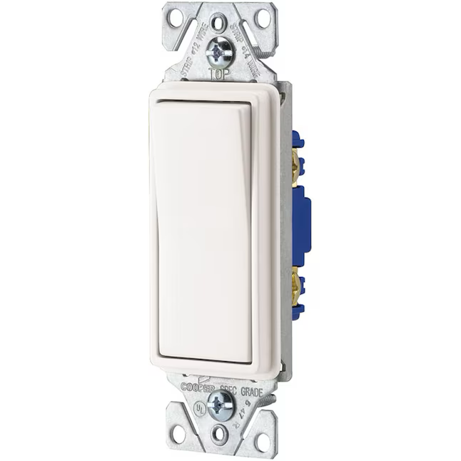 Eaton 15-Amp Single-Pole Rocker Light Switch, White