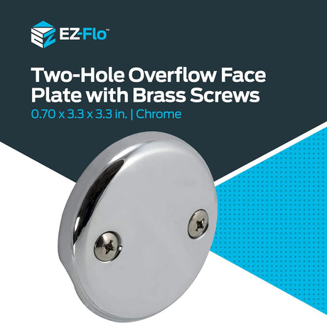 EZ-FLO Two-Hole Bathtub Overflow Face Plate with Brass Screws (Chrome)