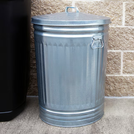Behrens 31-Gallons Silver/Galvanized Metal Kitchen Trash Can with Lid Outdoor