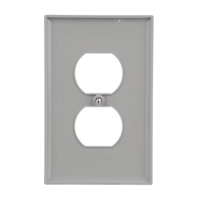 Eaton 1-Gang Midsize Gray Polycarbonate Indoor Duplex Wall Plate