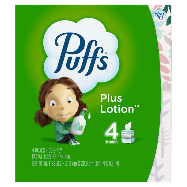 Paquete de 4 pañuelos faciales Puffs (56 unidades)