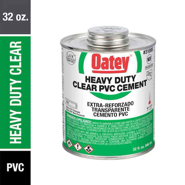 Cemento de PVC transparente Oatey de 32 onzas líquidas