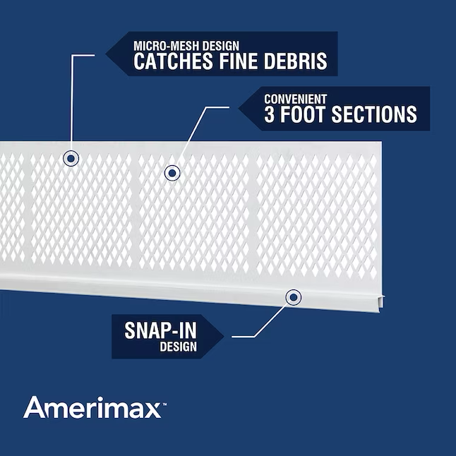 Amerimax Filtro de canalón a presión PVC estilo K (6,5 pulgadas x 3 pies) Protector de canalón