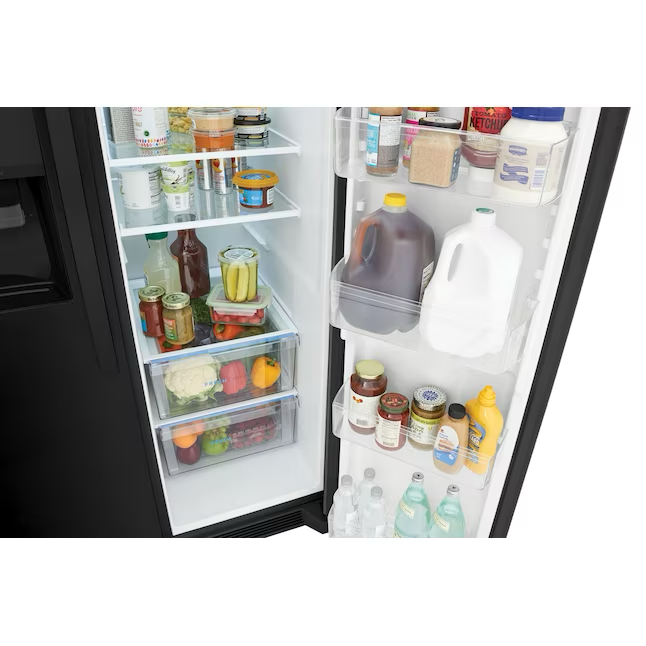 Frigidaire 25.6-cu ft Side-by-Side Refrigerator with Ice Maker, Water and Ice Dispenser (Black) ENERGY STAR