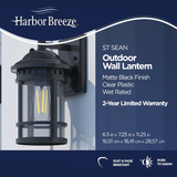 Harbor Breeze St. Sean 1-Light 11.25-in Black Outdoor Wall Light