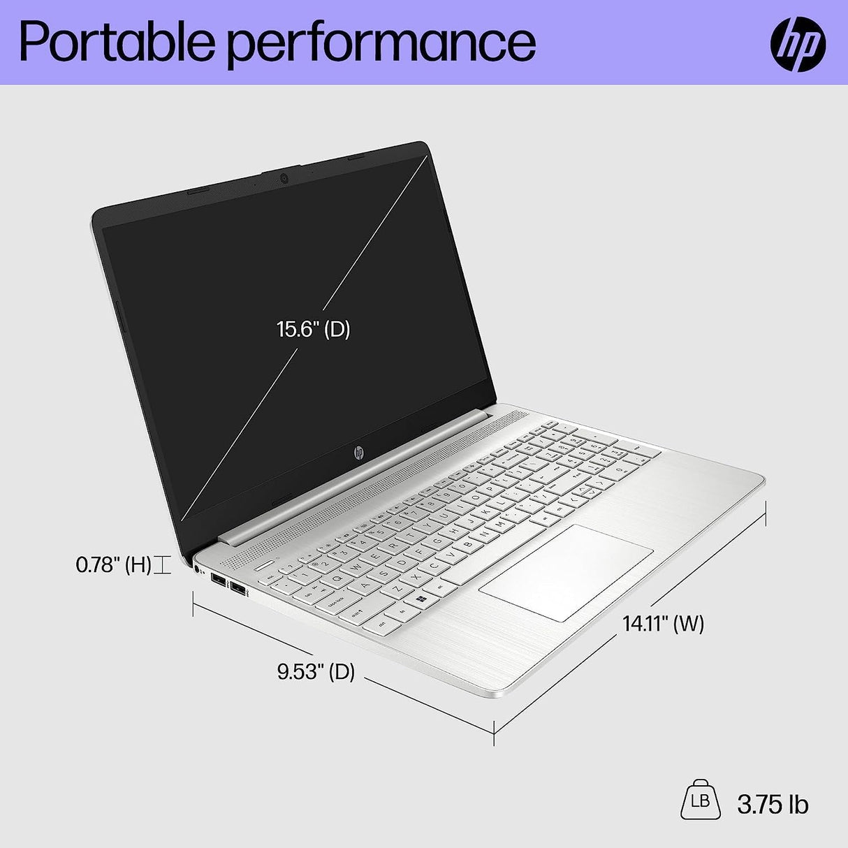 HP 15.6" HD Laptop, 6-core AMD Ryzen 5 5500U(up to 4.0GHz), 8GB RAM, 256GB Windows 11  (Silver)