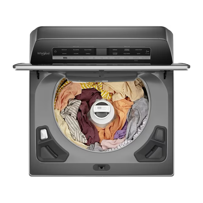 Whirlpool Smart Capable w/Load and Go 5.3-cu ft High Efficiency Impeller and Agitator Smart Top-Load Washer (Chrome Shadow) ENERGY STAR
