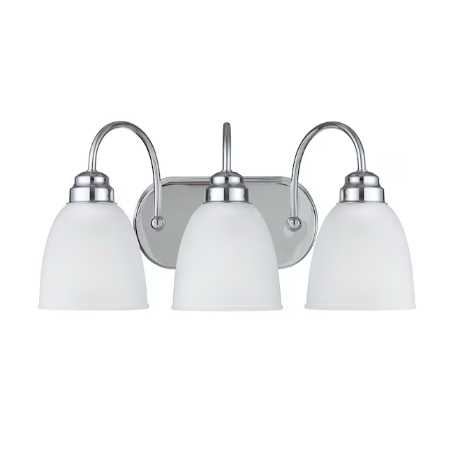 Project Source Wynfield Barra de luces de tocador tradicional cromada de 3 luces de 18,86 pulgadas
