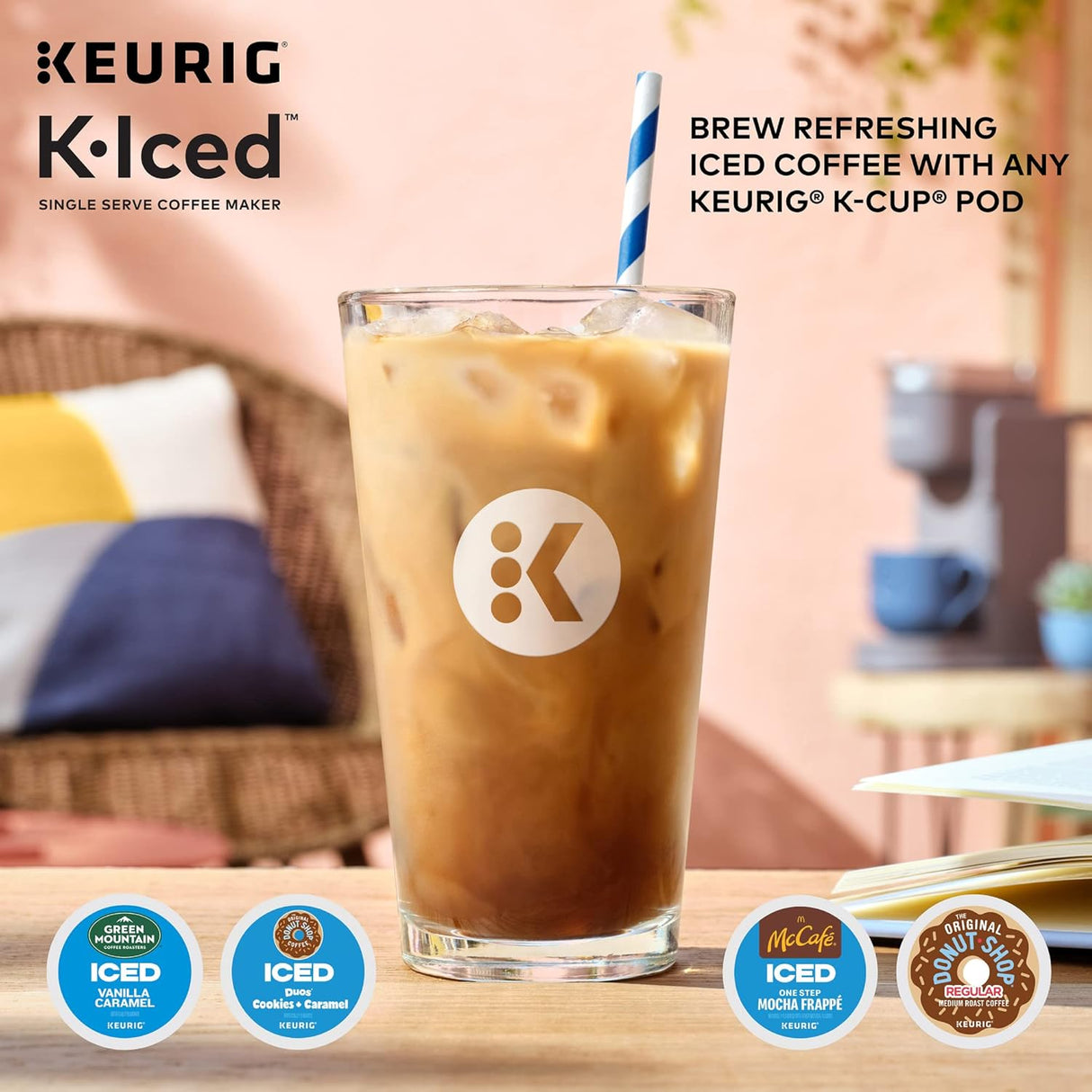 Keurig K-Iced Cafetera monodosis prepara frío y caliente (gris) 