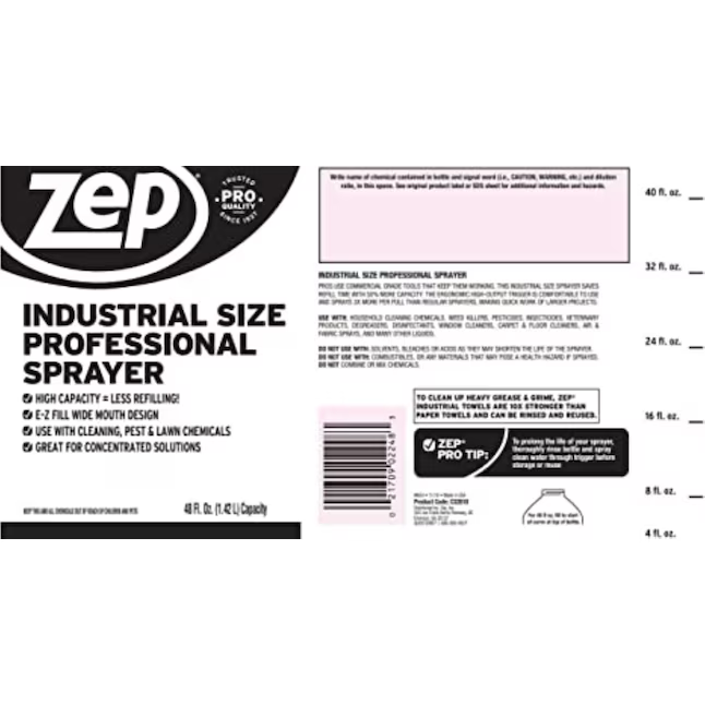 Zep 48 oz. Plastic Professional Whole Bottle