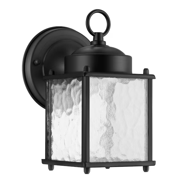Farol de pared Project Source, 1 luz, 8,25 pulgadas, negro, luz de pared integrada para exteriores 