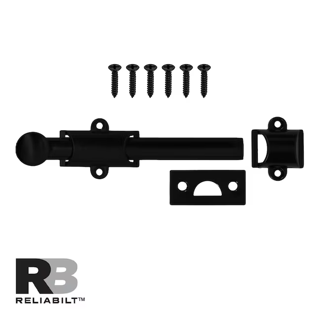 RELIABILT 6-in Black Steel Surface Bolt