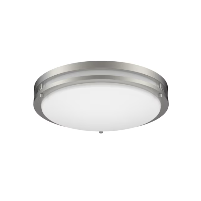 Project Source 1-Light 14-in Brushed Nickel LED Flush Mount Light