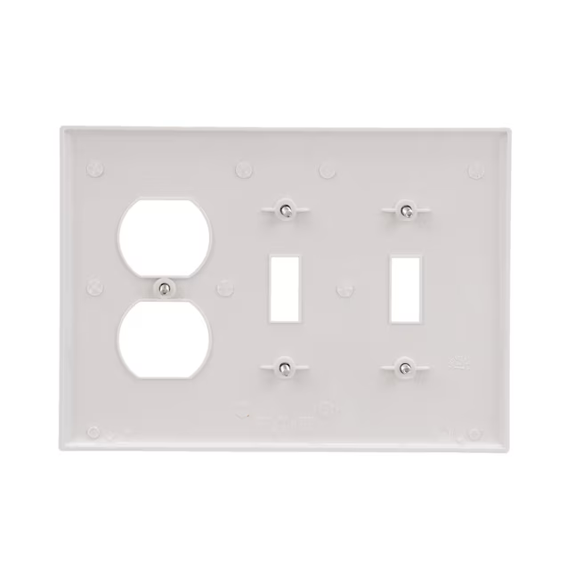 Eaton 3-Gang Midsize White Polycarbonate Indoor Toggle/Duplex Wall Plate