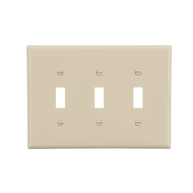 Eaton 3-Gang Midsize Ivory Polycarbonate Indoor Toggle Wall Plate