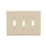 Eaton 3-Gang Midsize Ivory Polycarbonate Indoor Toggle Wall Plate