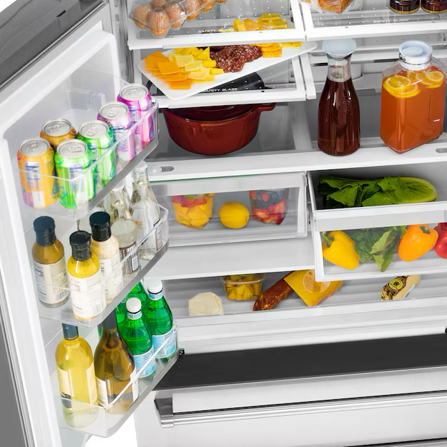 Refrigerador ZLINE con puertas francesas, 22,5 pies cúbicos y profundidad de mostrador, con máquina de hielo