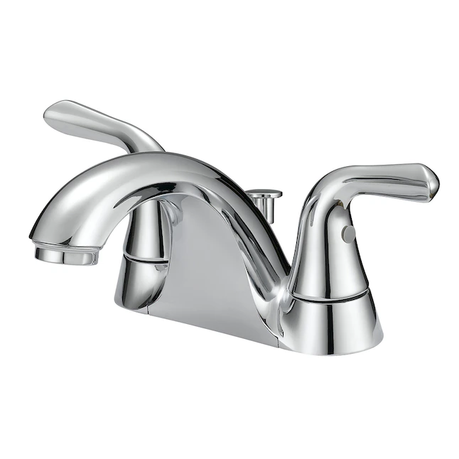 Project Source Dover Chrome 2-handle 4-in centerset WaterSense Mid-arc Bathroom Sink Faucet with Drain with Deck Plate