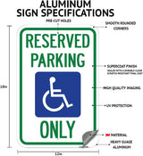 Reserved Parking, Van Accessible, $100-$500 Fine, Tow Away Zone (12 in. X 18 in. Heavy-Gauge Aluminum Rust Proof Parking Sign)
