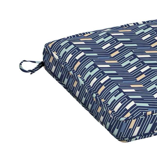 Style Selections 20-in x 20-in Blue Chevron Patio Chair Cushion
