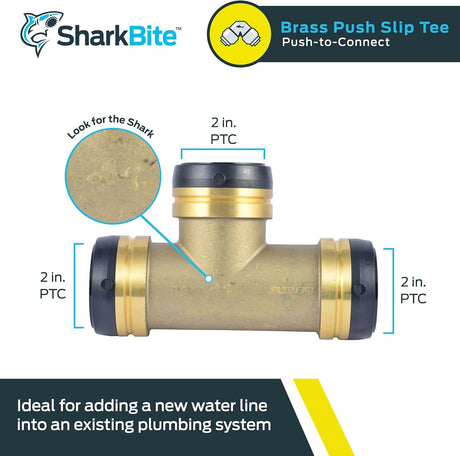SharkBite 2 in. x 2 in. Brass Push Slip Tee