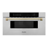 ZLINE  29.75-in 1.2-cu ft Electronic 1000-Watt Microwave Drawer (Stainless Steel with Polished Gold Handle)